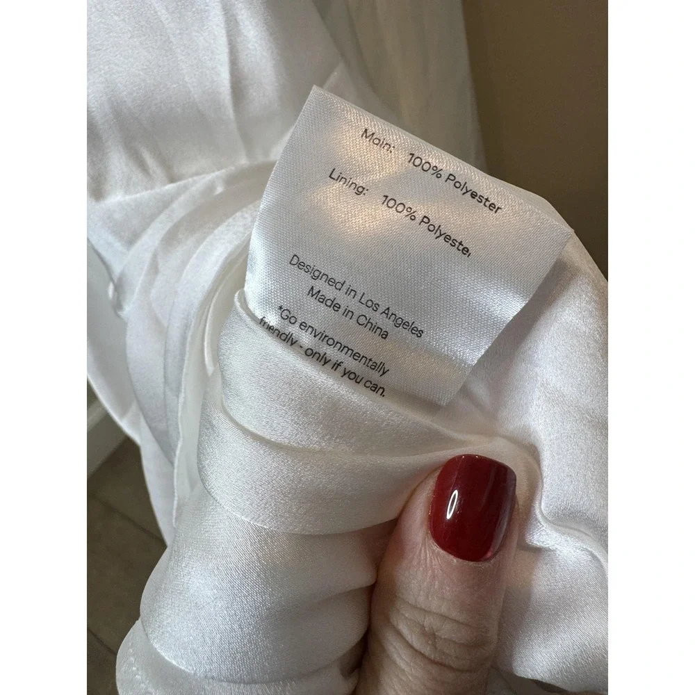 Free People Fame & Partners Dress Womens 10 White Satin Maxi Gown Bridal Wedding